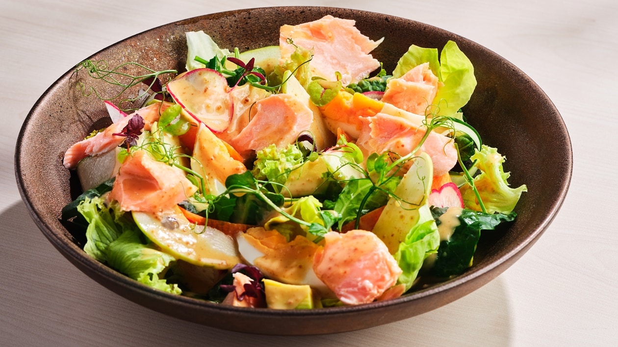 Shio Salmon Salad with Miso Ponzu Dressing & Apple (Hellmann's Miso Ponzu Dressing) – - Recipe